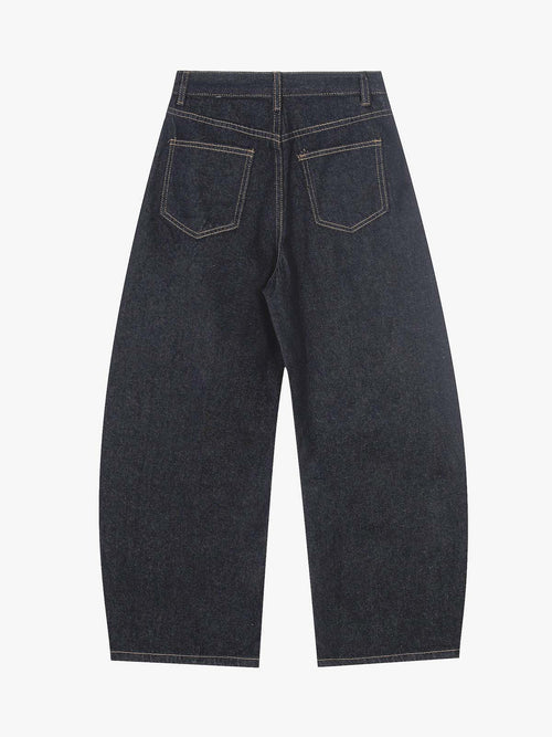 Contrast Panel Barrel Denim Jeans with Chain Detail