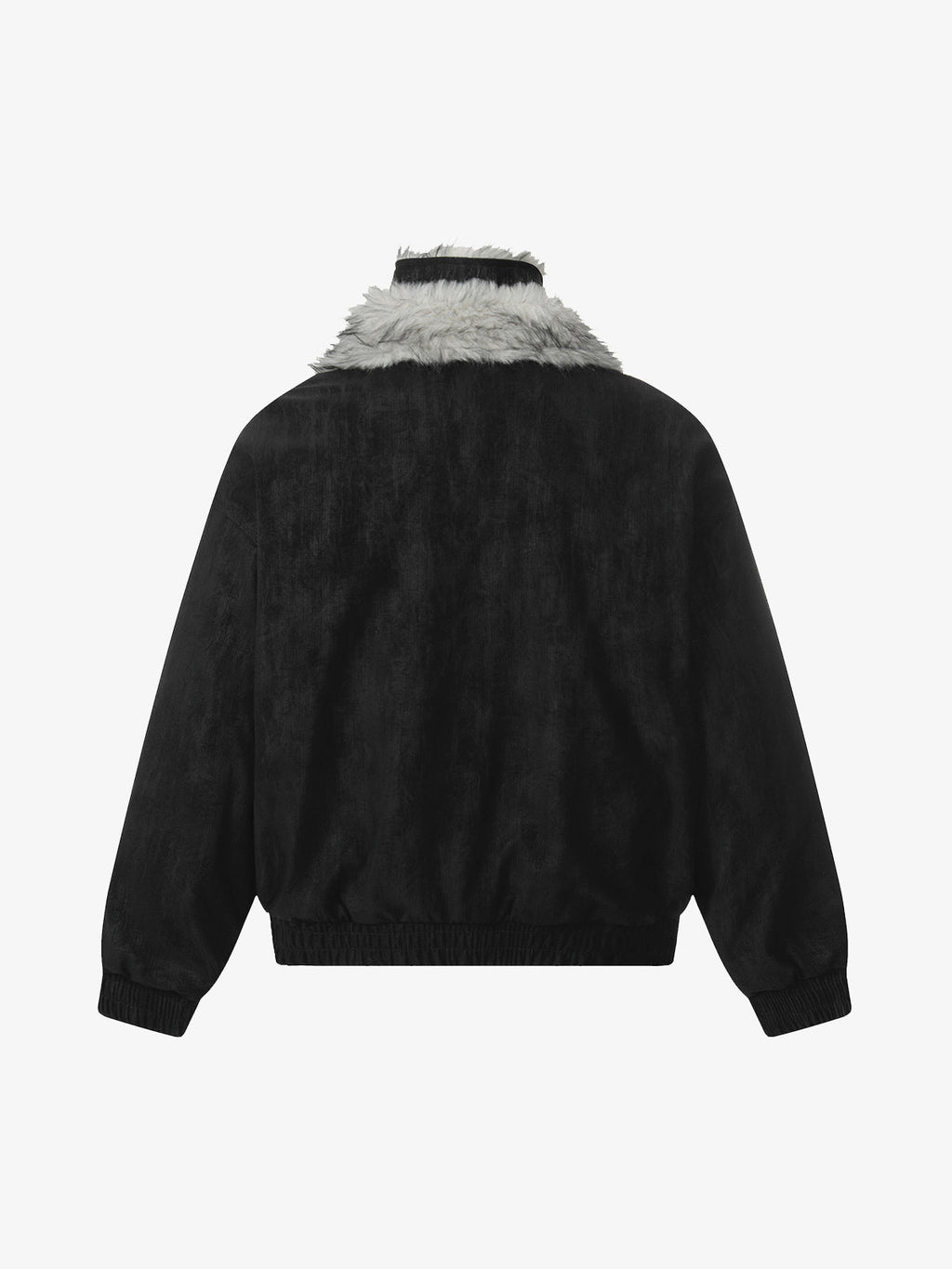 Vintage Dual-layer Collar Fleece-lined Zipper Jacket