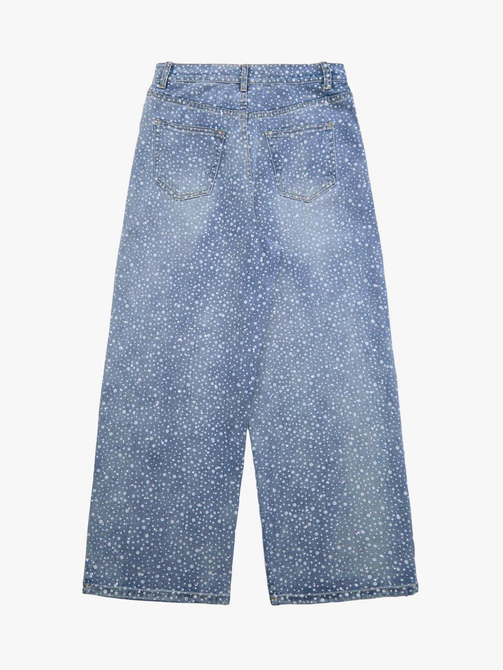 Theprecipice Ink Splashed Hotfix Rhinestone Baggy Jeans - 2306