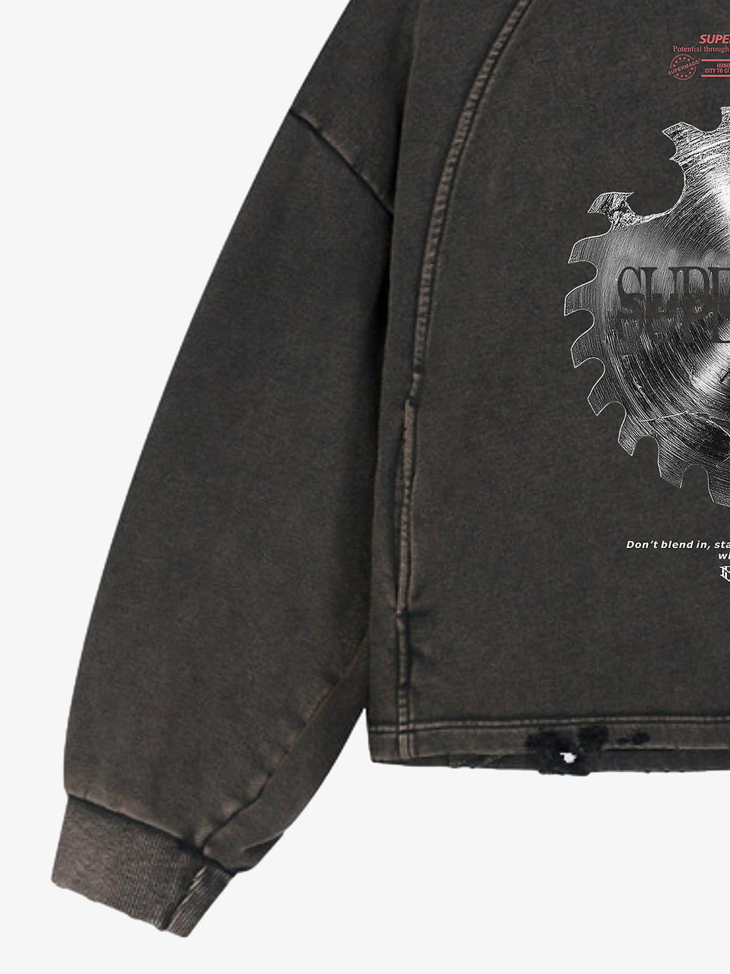 Industrial Saw Blade Graphic Cropped Hoodie