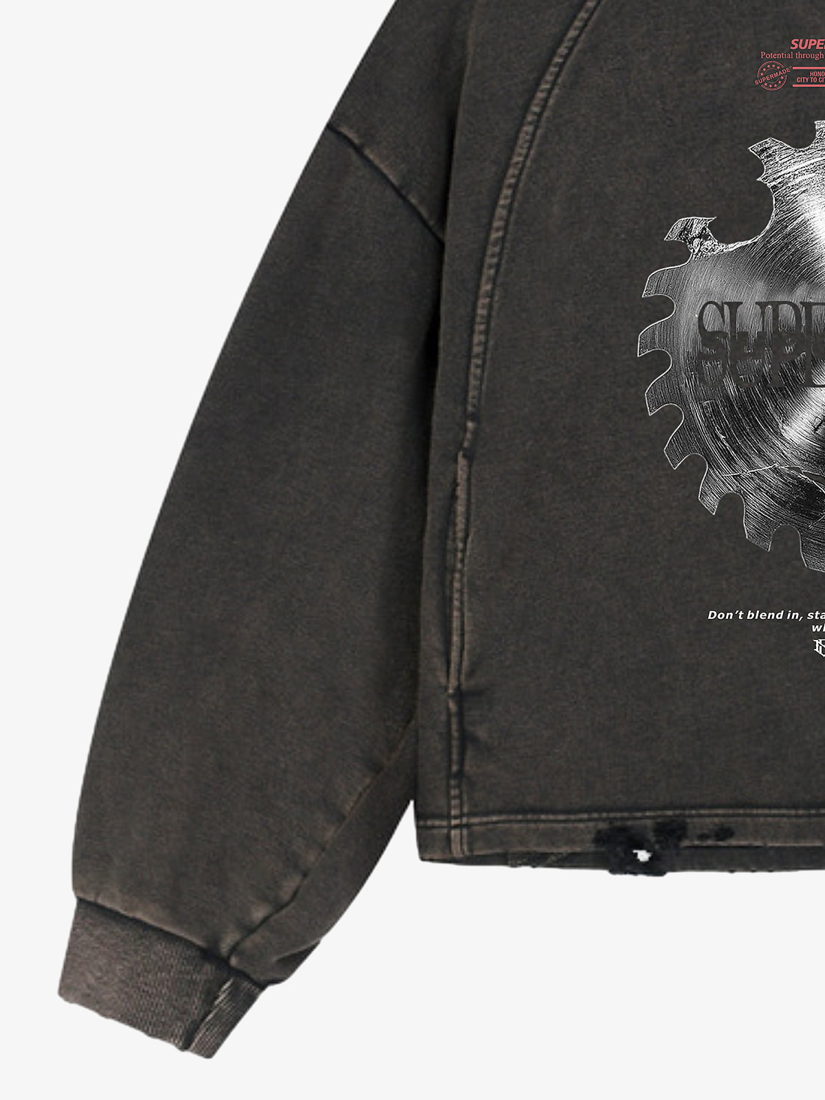 Industrial Saw Blade Graphic Cropped Hoodie