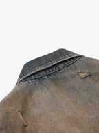 Vintage Washed Distressed Denim Zip Up Jacket