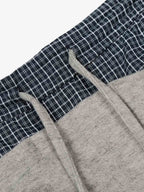 Contrast Check Waist Wide Leg Drawstring Sweatpants
