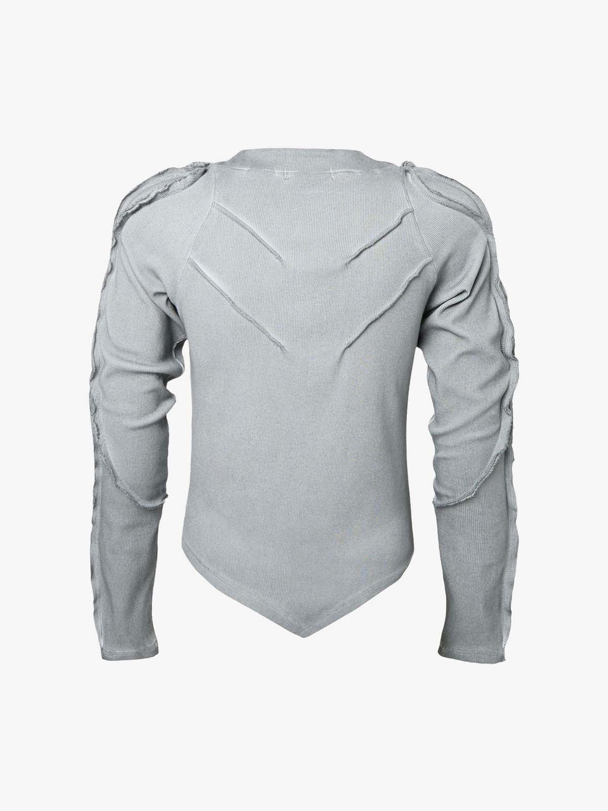 Vintage Washed Sculpted Seam Ribbed Long Sleeve T-Shirt