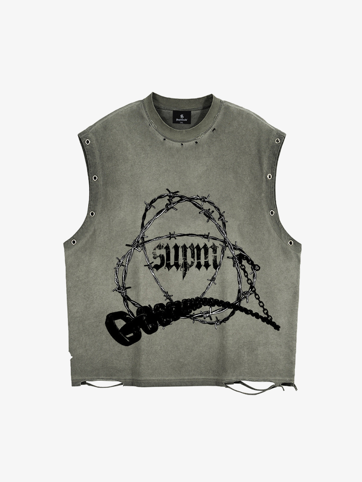 Barbed Wire Chain Graphic Sleeveless Vest