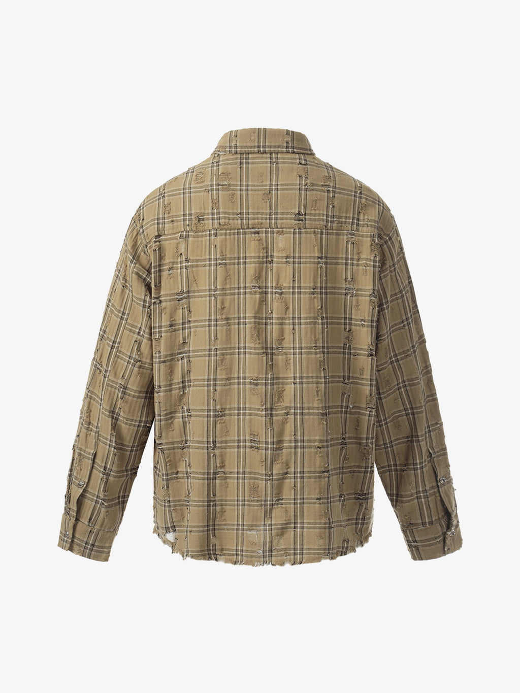 Distressed Raw Edge Plaid Shirt