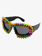 Retro High-Street Multicolor Spike Studded Sunglasses