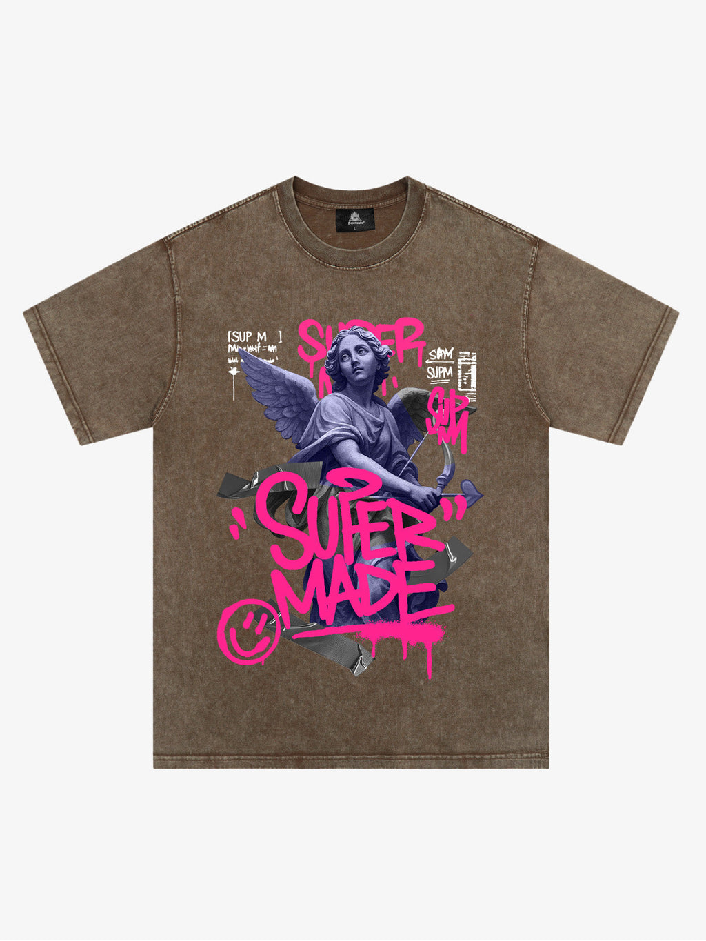 Street Pink Lucky Angel Graphic Design T-Shirt