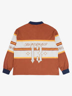 Gothic Number Stripe Rugby Collar Sweatshirt