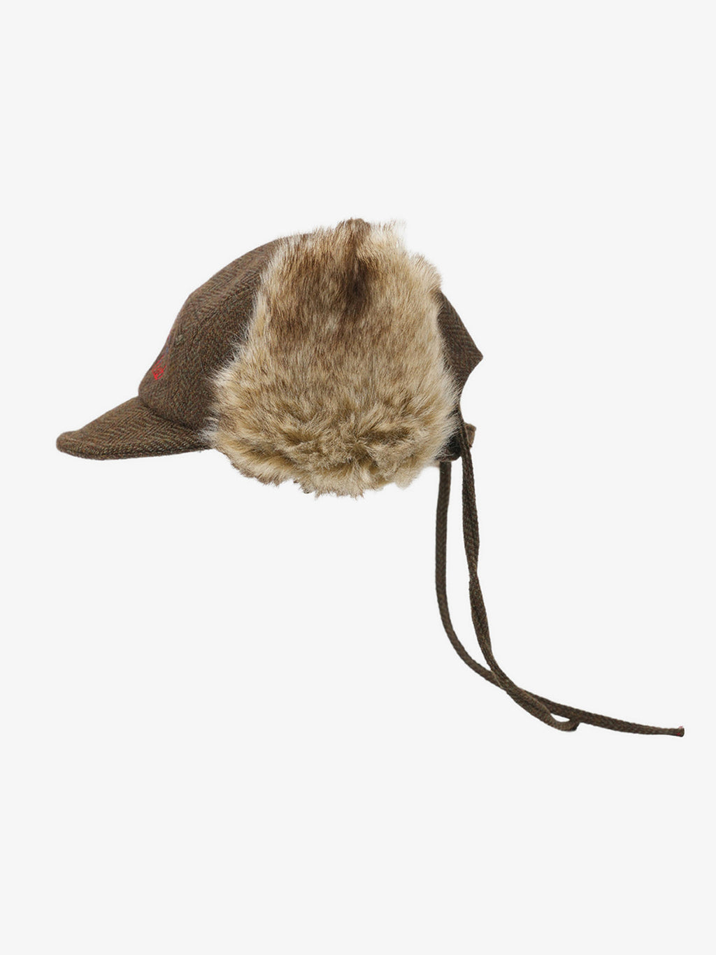 Retro Tweed Plush Earflap Embroidered Letter Cap