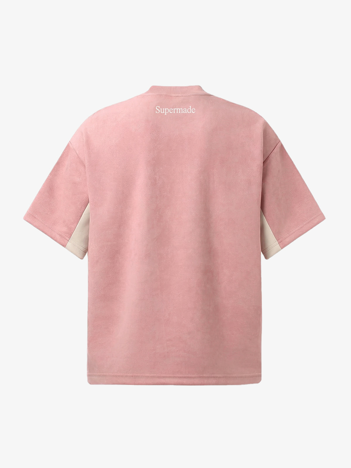 Suede Logo Embroidered Patchwork Short Sleeve T-Shirt