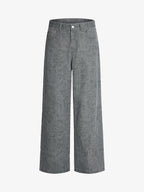 Retro Distressed Washed Texture Wide-Leg Pants