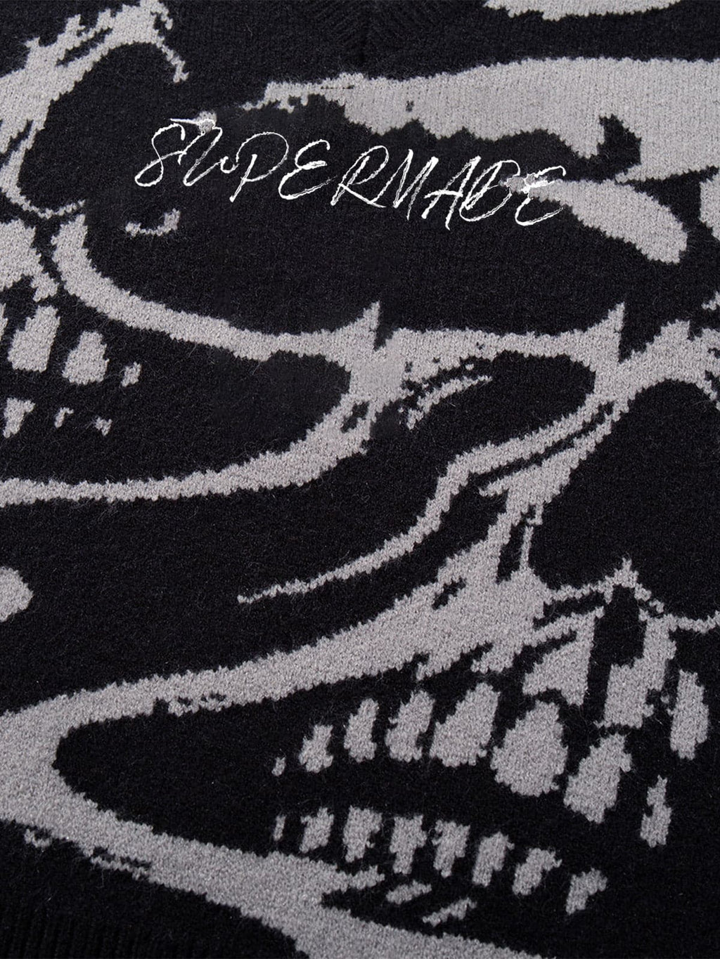 High Street Dark Skull Frayed-edge V-neck Sweater Vest