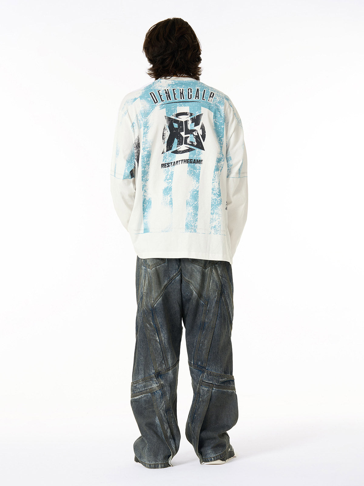 Vintage Washed Distressed Multi-Structure Patchwork Jeans
