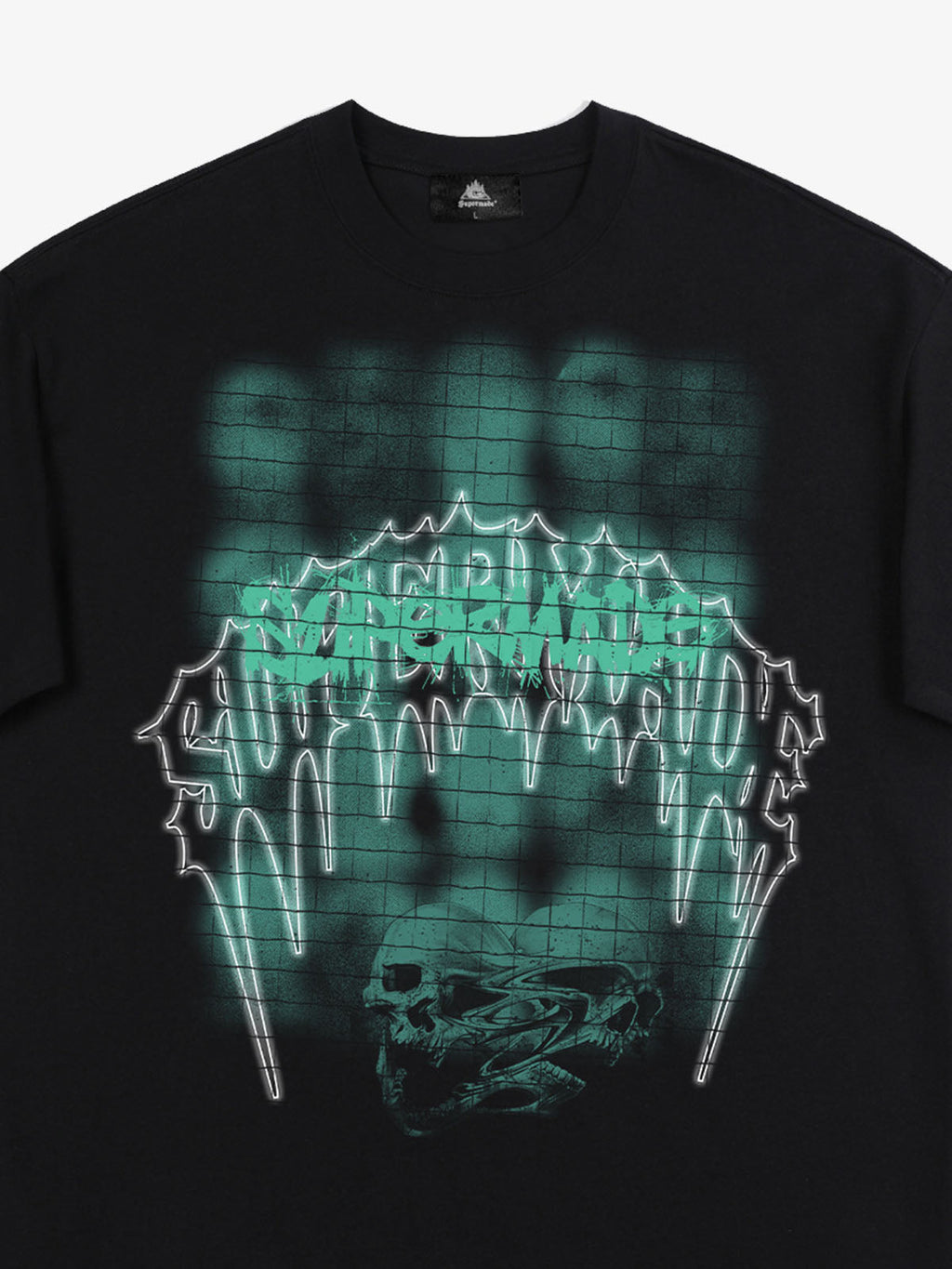 Dark Grid Skull Graphic T-Shirt