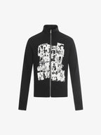Retro Punk Print Knit Cardigan Long Sleeve Top