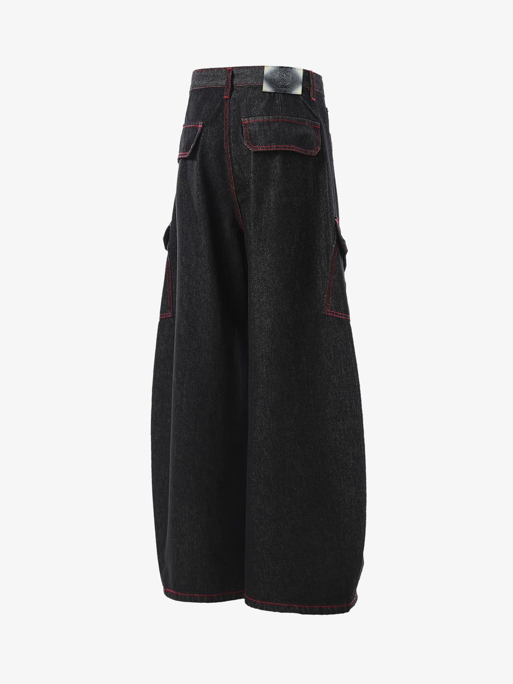 Retro Red Contrast Stitching Pocket Barrel Jeans