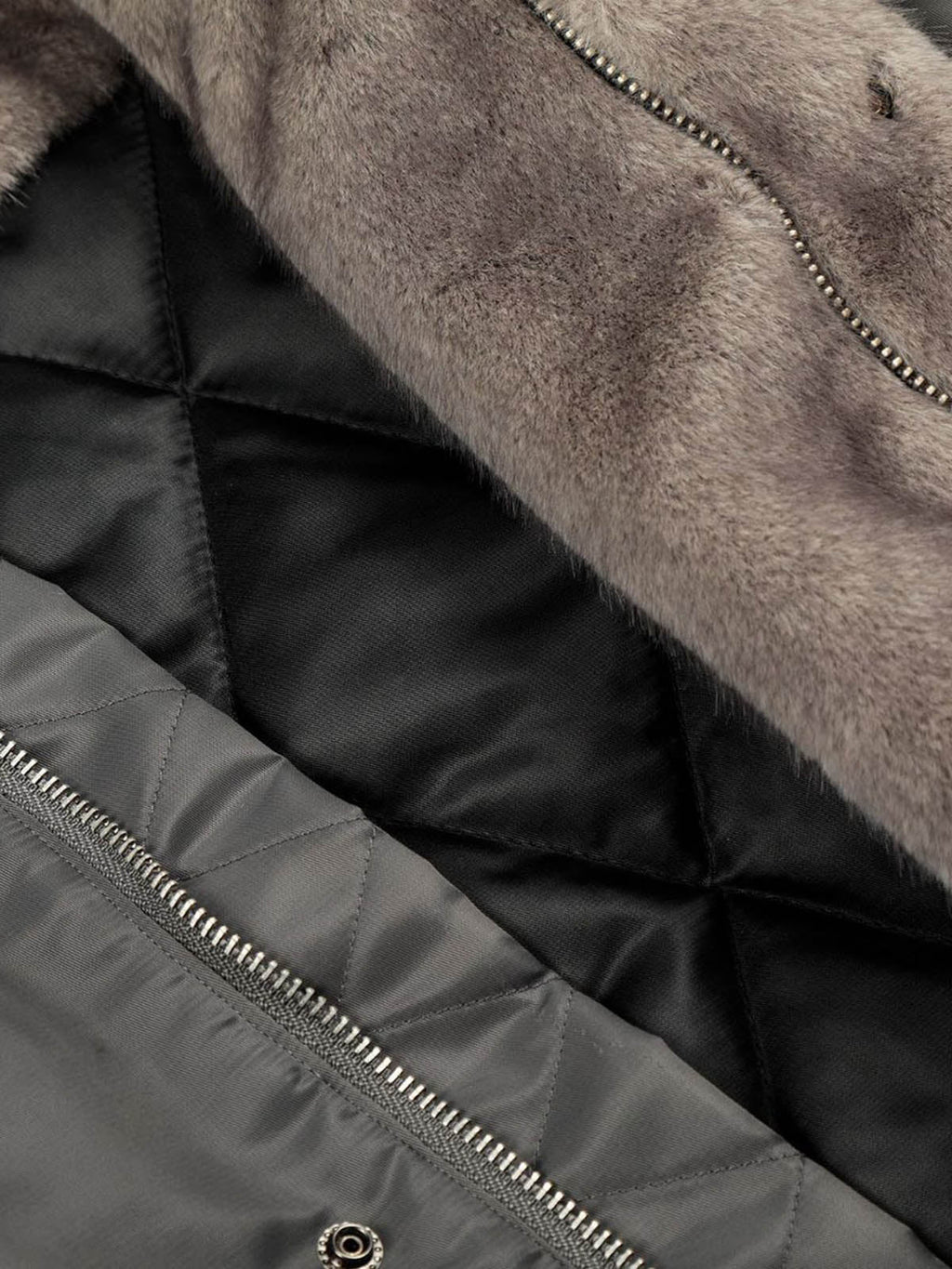 Deconstructed Patchwork Fur Collar Bomber Jacket