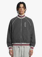 Retro Color-Blocked Striped Stand-Collar Tracksuit