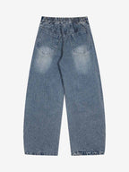 Fun Pattern Hand-Painted Print Denim Washed Jeans