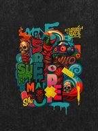 Trendy Multicolor Graffiti Skull Graphic T-Shirt