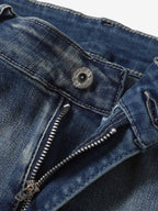 Washed Panel Seam Flare Jeans