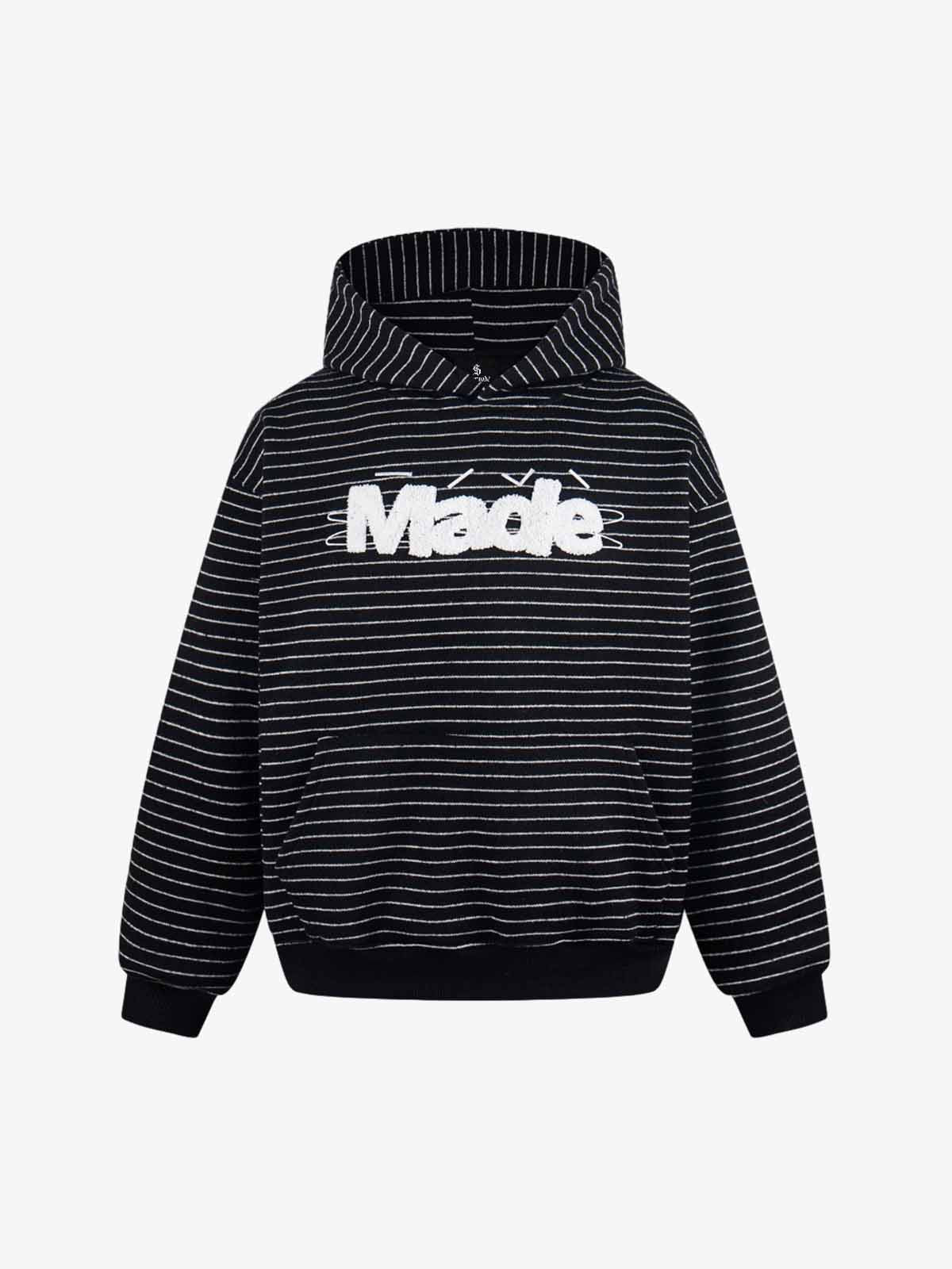 precipice Striped Terry Embroidery "Made" Hoodie
