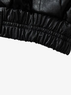 Vintage Detachable Fur Collar Quilted Leather Jacket - 2523
