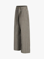 Vintage Plaid Pleated Wide Leg Pants