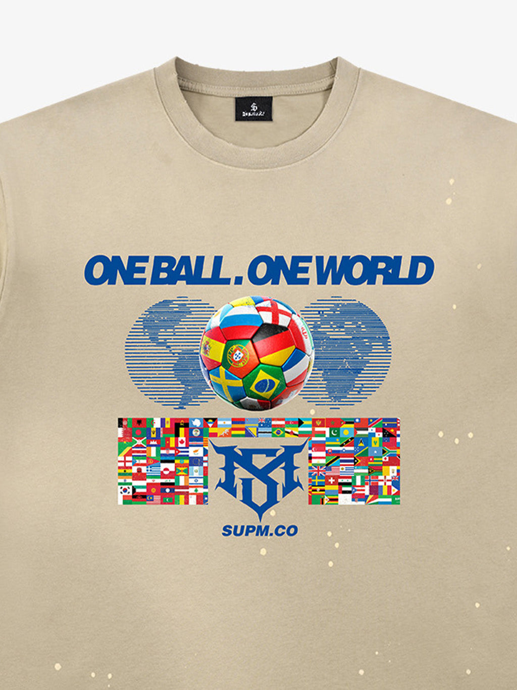 Washed One Ball One World Soccer Graphic T-Shirt
