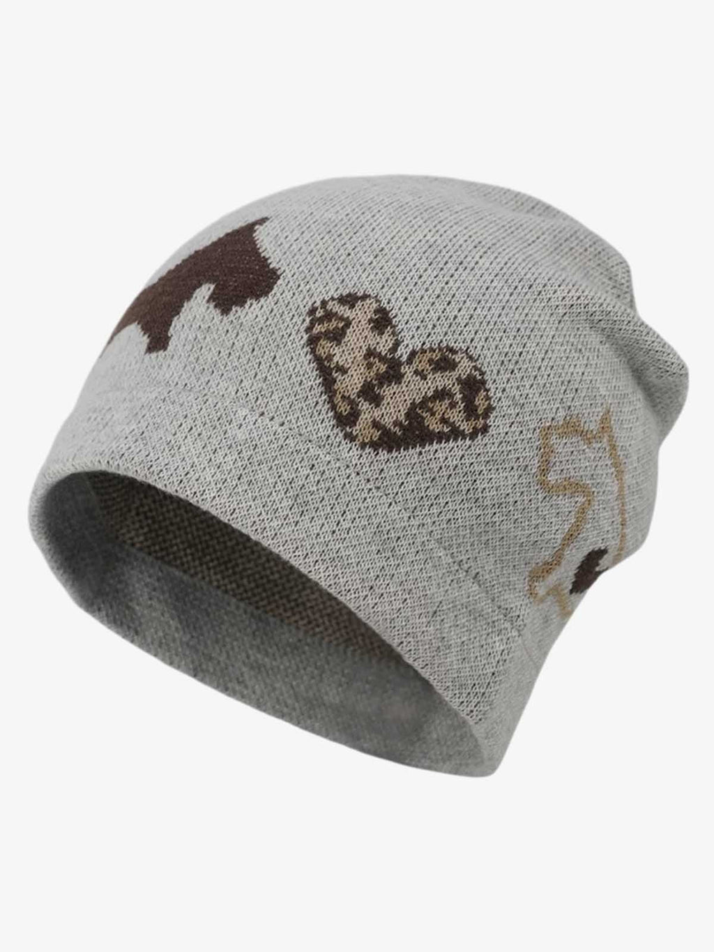 Leopard Heart & Dachshund Knit Beanie Hat