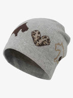 Leopard Heart & Dachshund Knit Beanie Hat
