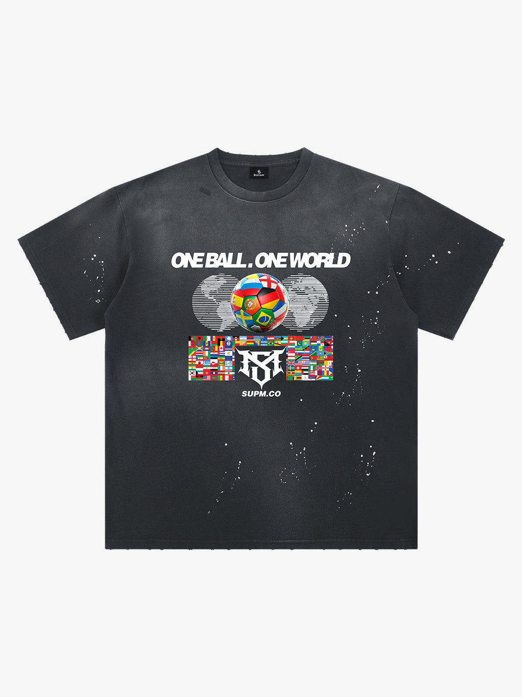 Washed One Ball One World Soccer Graphic T-Shirt