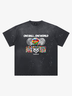 Washed One Ball One World Soccer Graphic T-Shirt