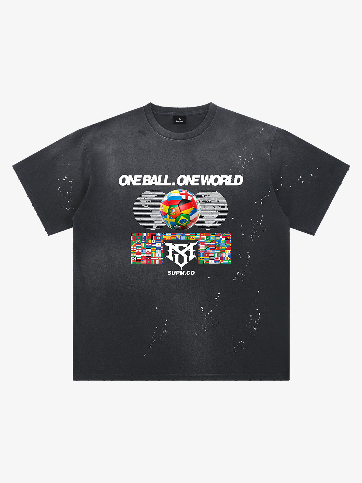 Washed One Ball One World Soccer Graphic T-Shirt