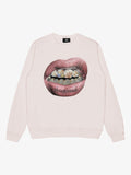 Streetwear Hip-Hop Gold Mouth Print Sweatshirt