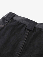 Flame Embroidered Wide Leg Washed Denim Jeans