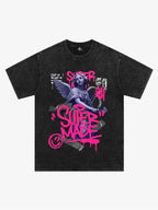 Street Pink Lucky Angel Graphic Design T-Shirt