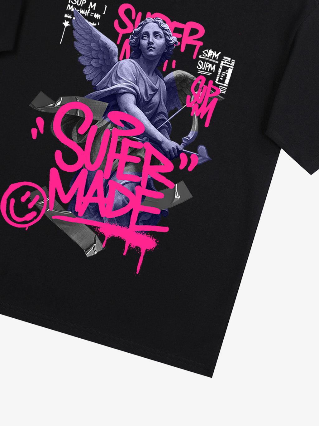 Street Pink Lucky Angel Graphic Design T-Shirt