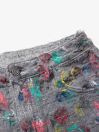 Hand-Painted Frayed Wide Leg Jeans