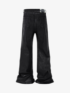 Theprecipice Black Wax Coated Flare Jeans - 2212