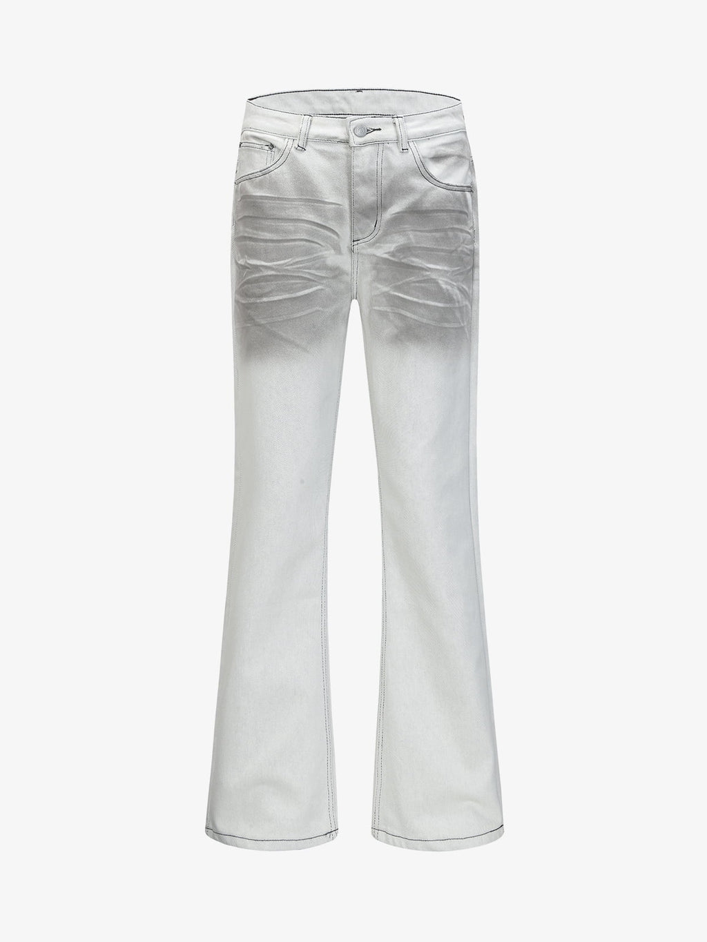 Retro Utility Dirty Wash Whisker Detail Flare Jeans