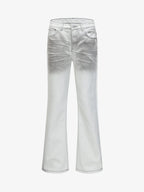 Retro Utility Dirty Wash Whisker Detail Flare Jeans