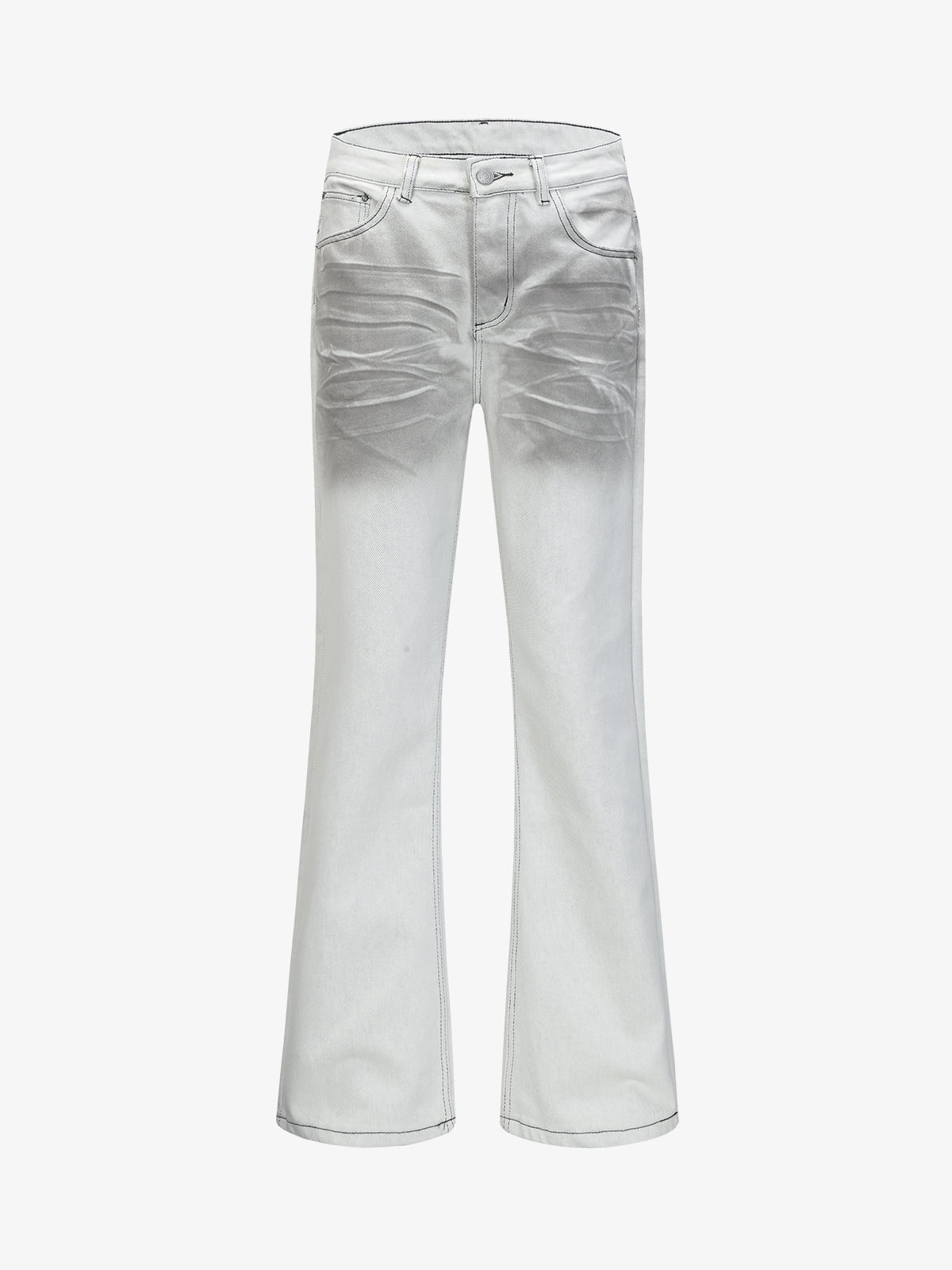 Retro Utility Dirty Wash Whisker Detail Flare Jeans
