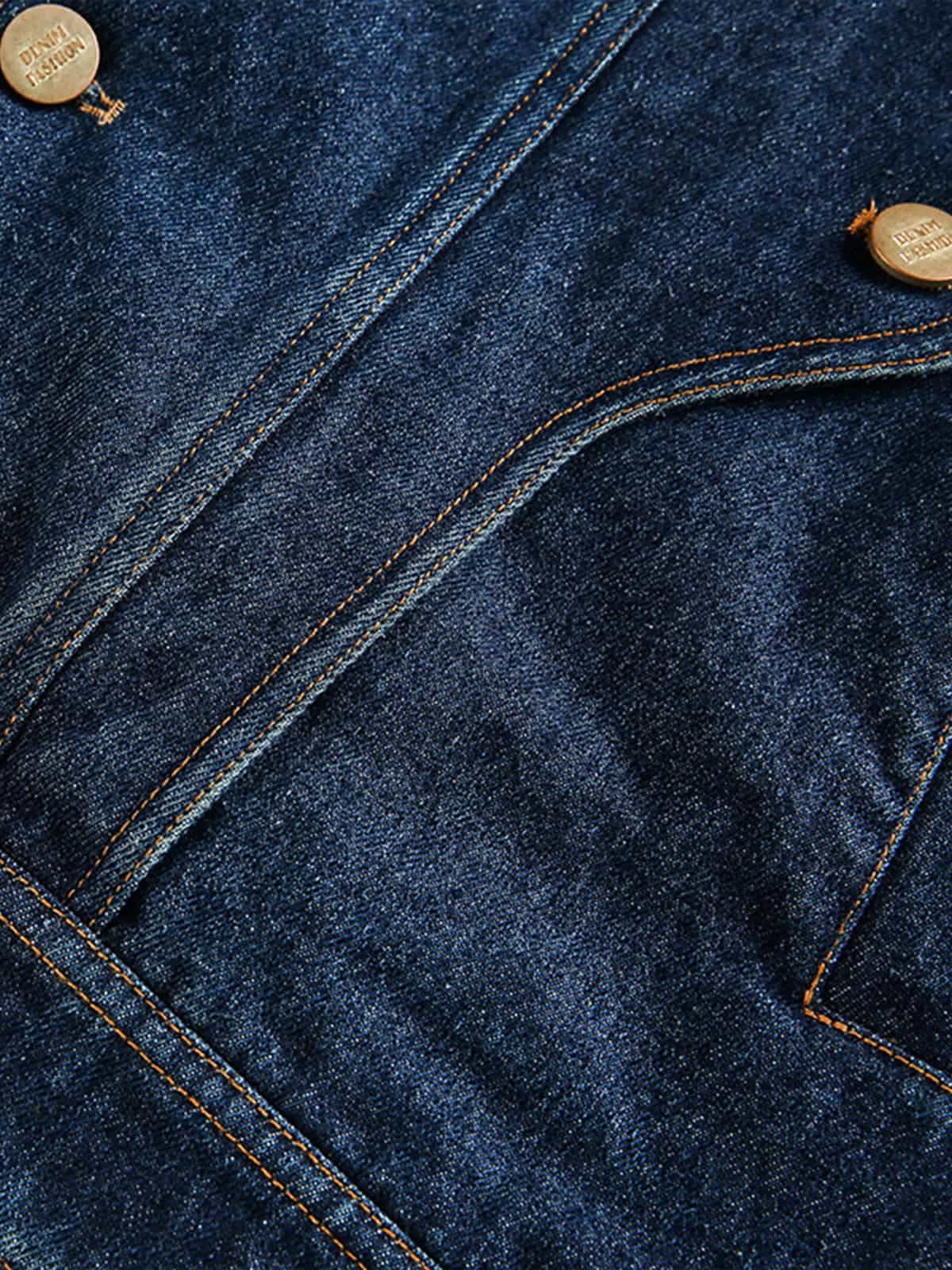 Vintage Metal Studs Decorated Denim Jacket