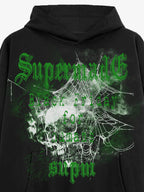 Gothic Skull Spider Web Graphic Hoodie