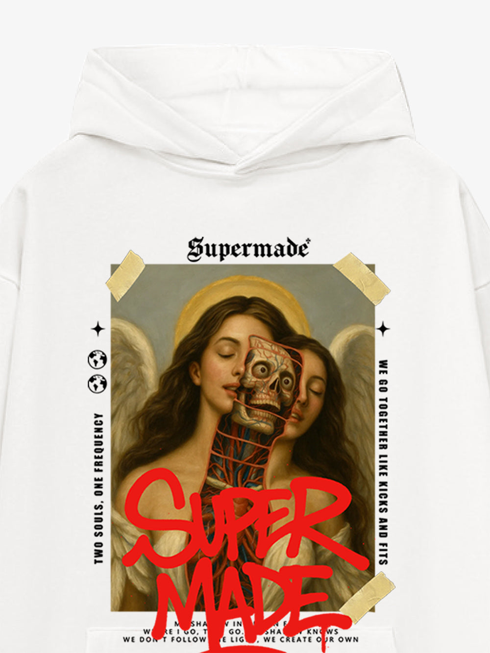 Skull And Face Two Soul Pattern Hoodie