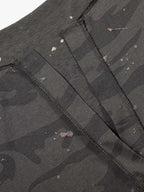 Distressed Camo Paint Splatter V-Neck Henley T-Shirt
