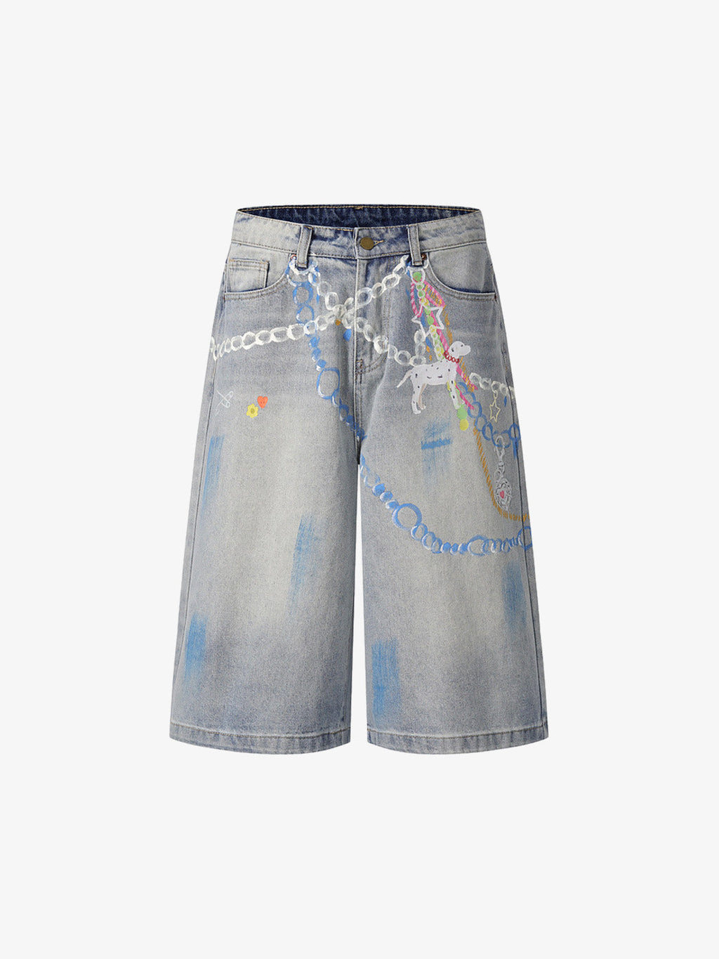 Street Painting Graffiti Denim Jorts - 2476
