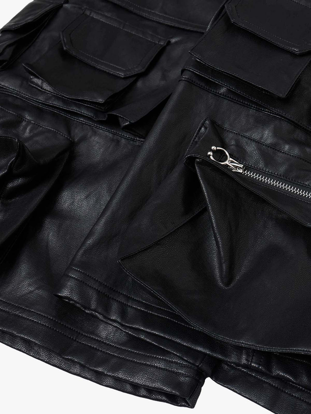 Faux Leather Cargo Jorts